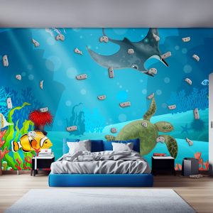 Sea creatures climbing wall